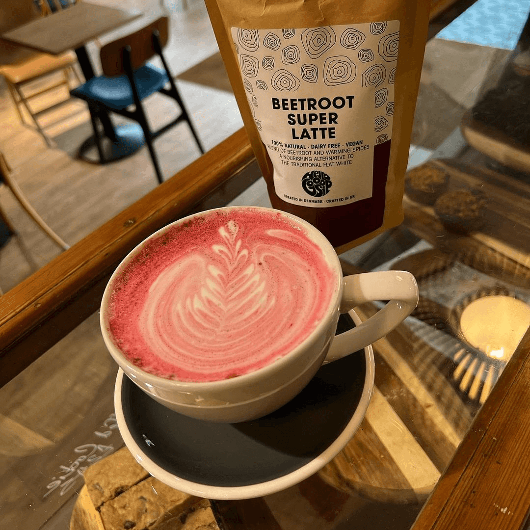 Cup of beetroot latte